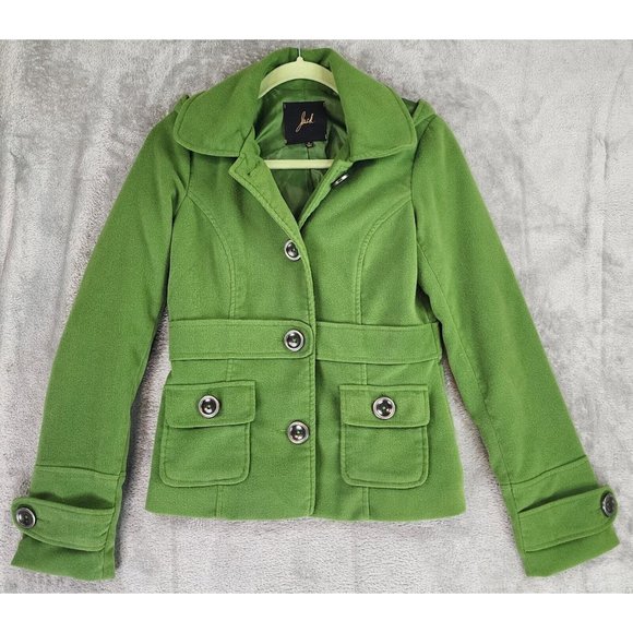 JACK Jackets & Blazers - Jack Jacket Womens Small Green Soft Business Casual Metal Button Pea Coat